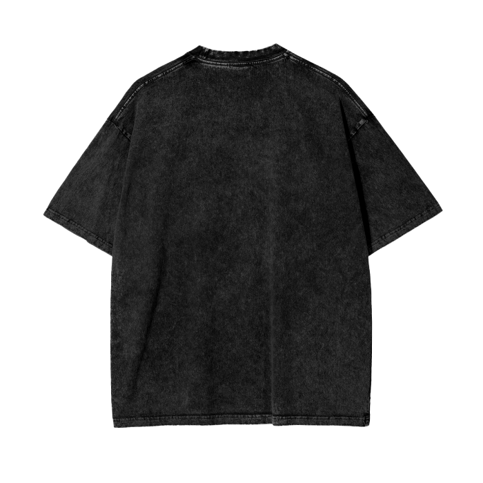 Acid Wash Oversize T-Shirt - Grey and Black