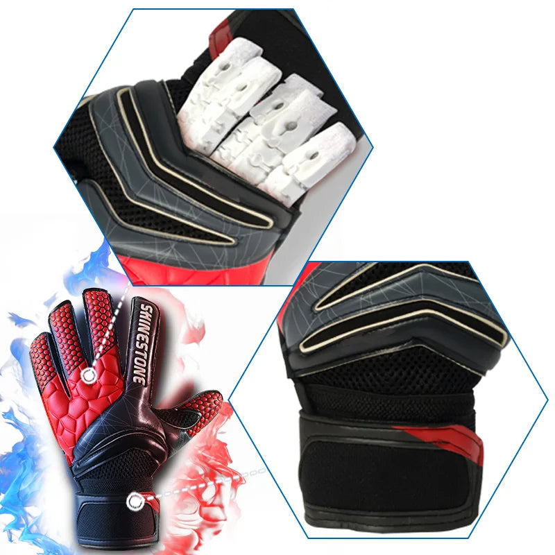 Men Kids Size Latex Professional Soccer Goalkeeper Gloves Strong Finger Protection Football Match Gloves