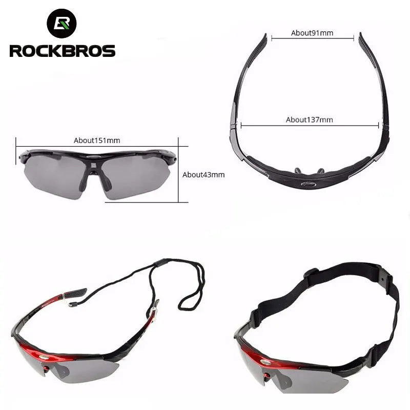 ROCKBROS Cycling Polarized glasses Bike Photochromic Outdoor Sports Sunglasses MTB PC Goggles Eyewear 5/3 Lens Bicycle Accessory
