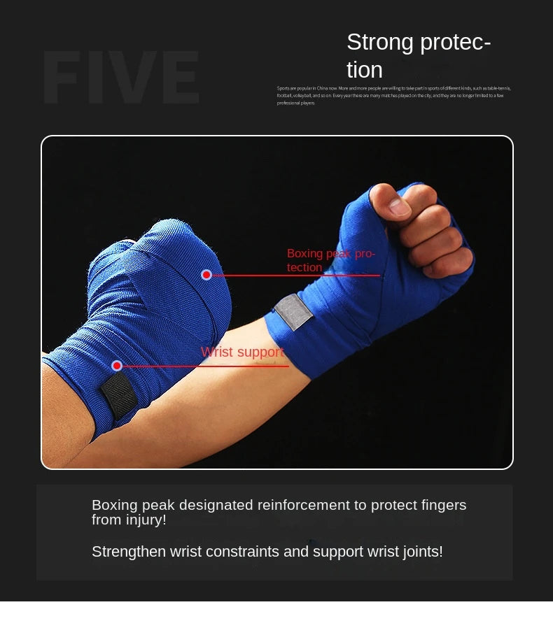 2pc Premium Hand Wraps Boxing Elastic Cotton Bandage Gloves Thumb Loop Wrist Protector for MMA Kickboxing Muay Thai Martial Arts