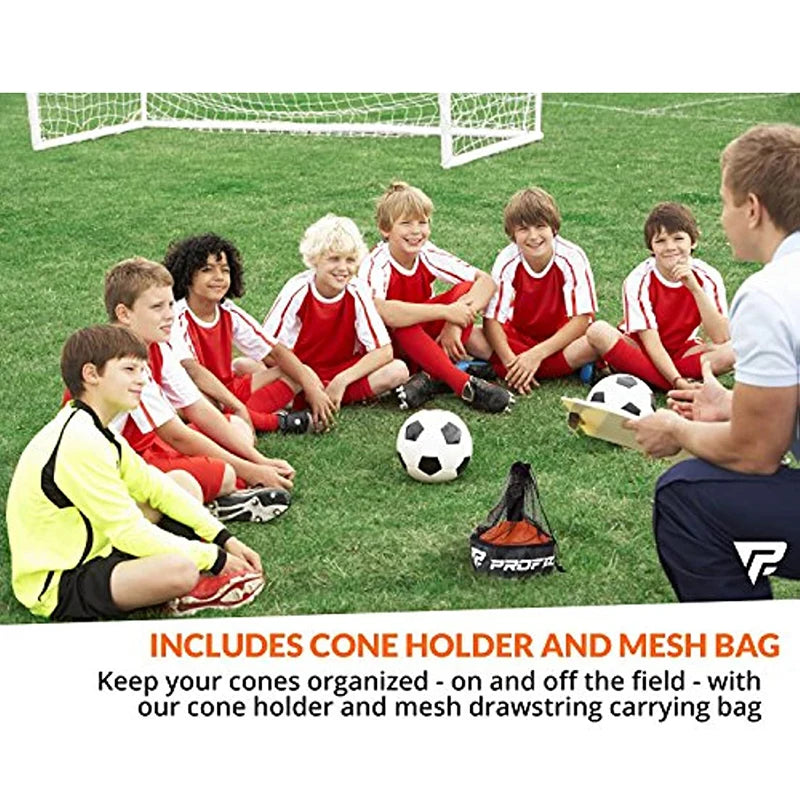 Soccer Cones Disc Con with Carry Bag and Holder Agility Training Field Markers Sports Cones Football Training Equipment Coaching
