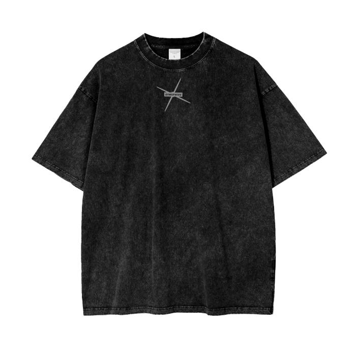 Acid Wash Oversize T-Shirt - Grey and Black